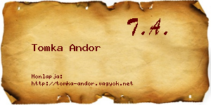 Tomka Andor névjegykártya
